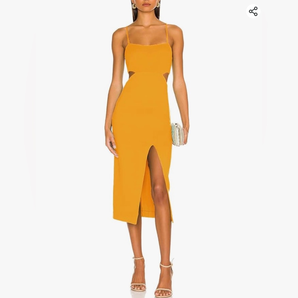 Alenda Danios Collection Canary Yellow Cut Out Bodycon Women’s Midi Dress Size M